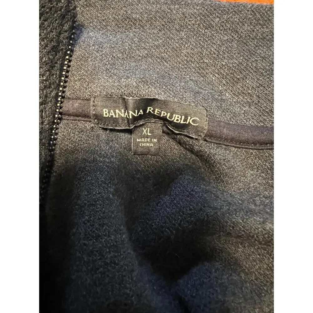 Mens Banana Republic Long Gray Sleeve Half Zip Pullover Sweater, Size XL